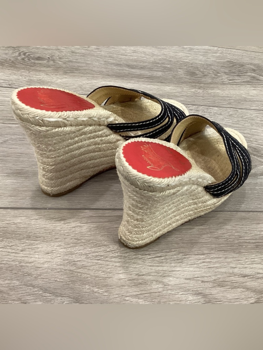 Christian Louboutin Espadrille Wedge Sandals 37 US 7 black - Picture 7 of 8